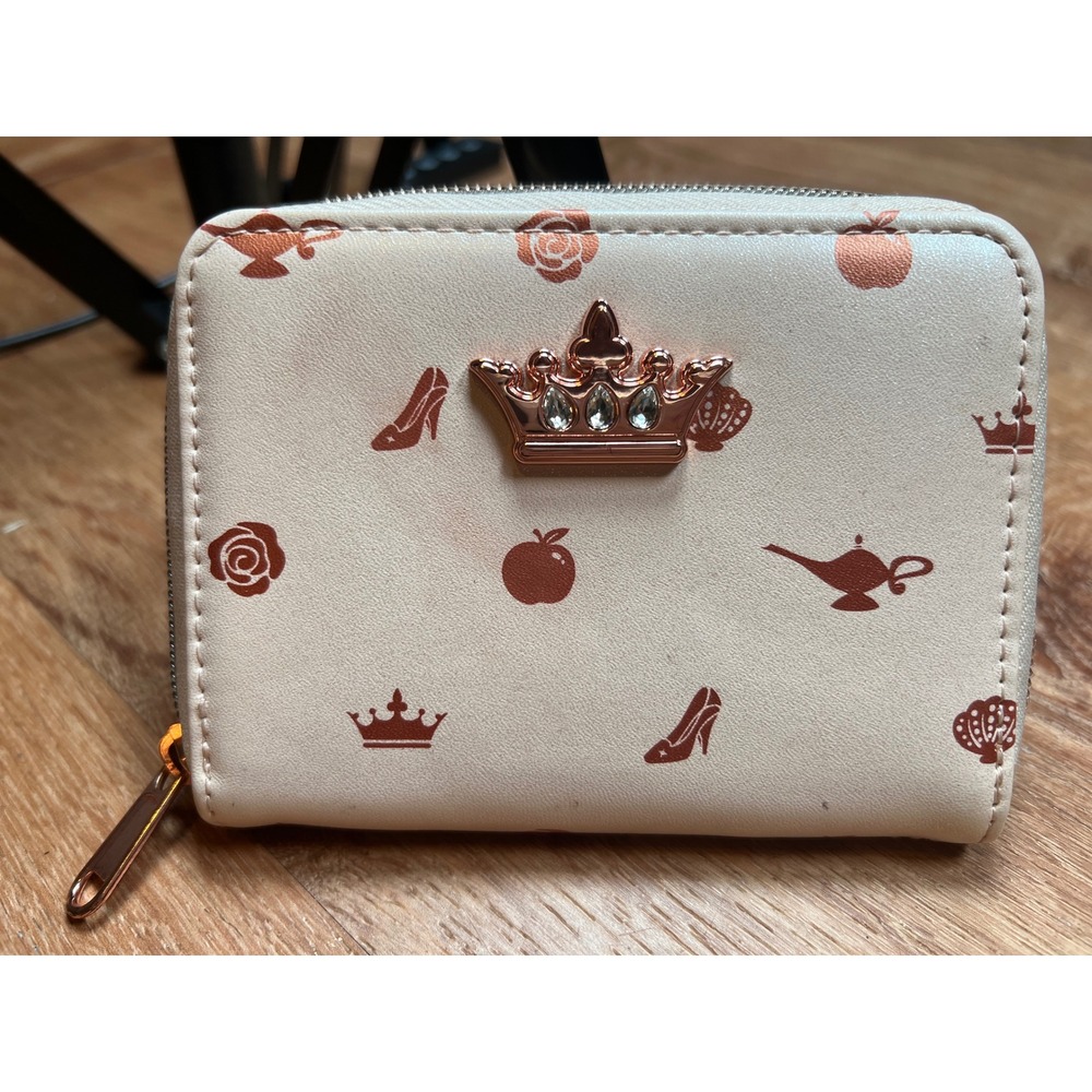 Loungefly x Disney Princess‎ Icons Zip Around Wallet Cream Rose Gold Crown